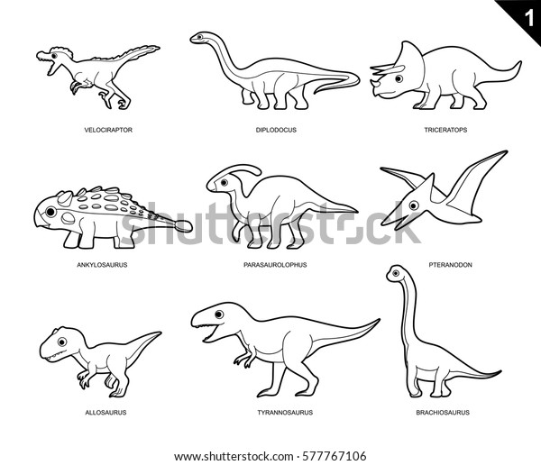 Dinosaur Coloring Book Cartoon Vector Illustration Stock Vector ...