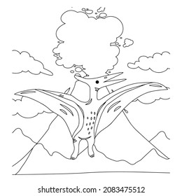 dinosaur Coloring book for children. Black and white vector illustration for coloring book