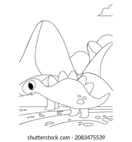 dinosaur Coloring book for children. Black and white vector illustration for coloring book