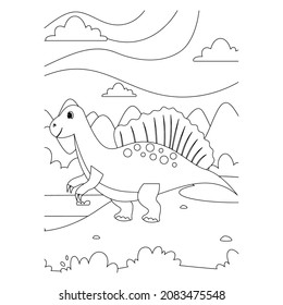 dinosaur Coloring book for children. Black and white vector illustration for coloring book