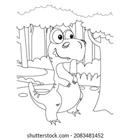 dinosaur Coloring book for children. Black and white vector illustration for coloring book
