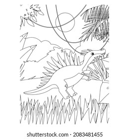 dinosaur Coloring book for children. Black and white vector illustration for coloring book