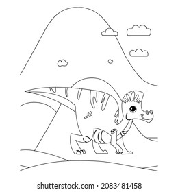 dinosaur Coloring book for children. Black and white vector illustration for coloring book