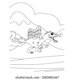 dinosaur Coloring book for children. Black and white vector illustration for coloring book