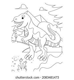 dinosaur Coloring book for children. Black and white vector illustration for coloring book