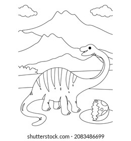 dinosaur Coloring book for children. Black and white vector illustration for coloring book