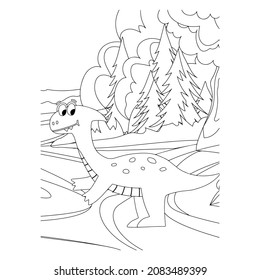 dinosaur Coloring book for children. Black and white vector illustration for coloring book