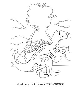 Dinosaur Coloring Book Children Black White Stock Vector (Royalty Free ...