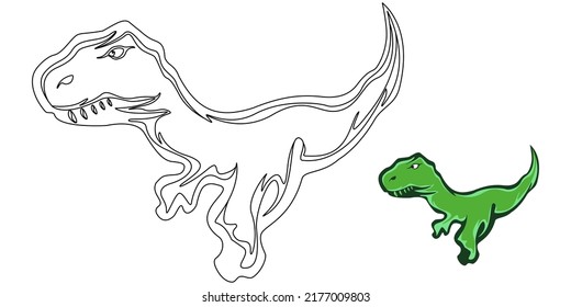 Dinosaur coloring book for children's. Isolated in white background. For children's creativity. 