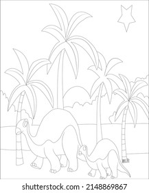 Dinosaur coloring book page for kids and adults