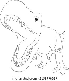 Dinosaur coloring page, animal vector,  T rex outline