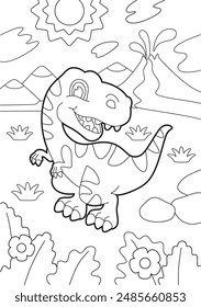Dinosaur coloring page for children.