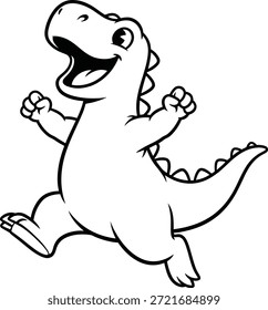 Página para colorear de dinosaurio con un lindo bebé T-Rex en estilo de contorno simple en blanco y negro. Ideal para libros de actividades infantiles, hojas de trabajo preescolares, manualidades de bricolaje y proyectos de aprendizaje divertidos.
