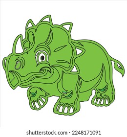 Dinosaur Coloring page |Green  dinosaur  Vector illustration 