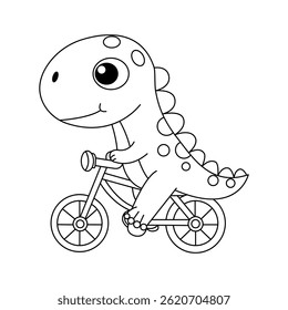 Dinosaur coloring page hand drawn line artwork for kids
