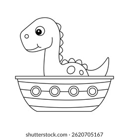 Dinossauro colorido página mão desenhado linha de arte para crianças
