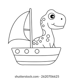 Dinossauro colorido página mão desenhado linha de arte para crianças