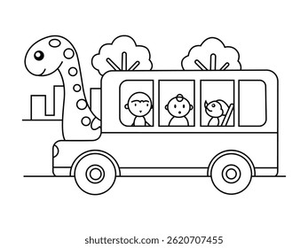 Dinosaur coloring page hand drawn line artwork for kids
