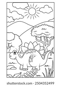 Dinosaur coloring page for kids