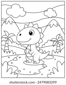 Dinosaur coloring page for kids and adults