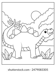 Página para colorear de dinosaurios para niños y adultos