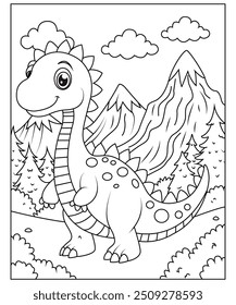 Dinosaur coloring page for kids and adults