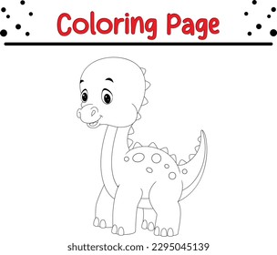 Dinosaur coloring page for kids. Black and white vector illustration for coloring book