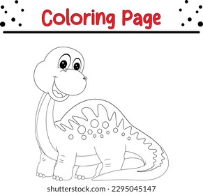 Dinosaur coloring page for kids. Black and white vector illustration for coloring book