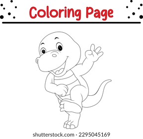 Dinosaur coloring page for kids. Black and white vector illustration for coloring book