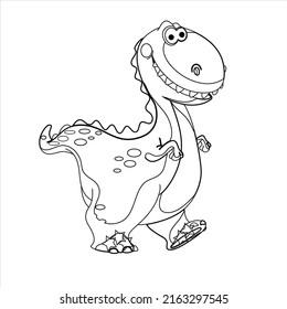  Dinosaur Coloring page For Kids  , illustration  dinosaur outlined , 
 Cute Laughing dinosaur  