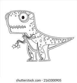  Dinosaur Coloring page For Kids  , illustration  dinosaur outlined , 
 Cute baby dinosaur line art 