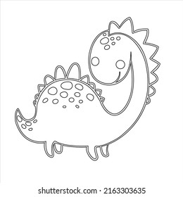 Dinosaur Coloring page For Kids  , illustration  dinosaur outlined , 
 Cute baby dinosaur line art 