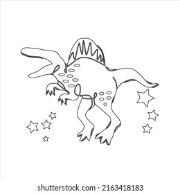Dinosaur Coloring page For Kids  , illustration  dinosaur outlined , 
 Cute baby dinosaur line art 