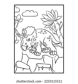 Dinosaur coloring page. Kids preschool activity coloring template