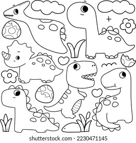 Dinosaur coloring page for kids, Vector illustration