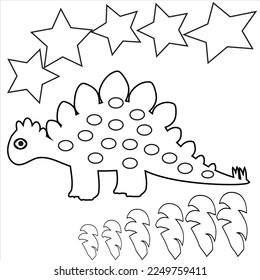 Dinosaurierseite für Kinder. Vektorgrafik von Cartoon-Dinosauriern, zum Färben des Buches. Dino-Logo 