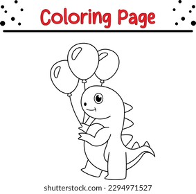  Dinosaur Coloring Page For Kids.  vector drawing of cartoon dinosaur, for coloring book.