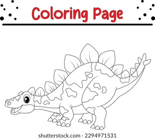  Dinosaur Coloring Page For Kids.  vector drawing of cartoon dinosaur, for coloring book.