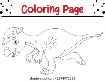  Dinosaur Coloring Page For Kids.  vector drawing of cartoon dinosaur, for coloring book.