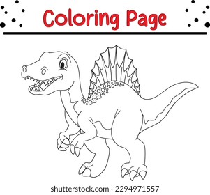  Dinosaur Coloring Page For Kids.  vector drawing of cartoon dinosaur, for coloring book.