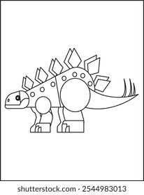 Dinosaur Coloring Page For Kids. vector drawing of cartoon dinosaur, for coloring book.