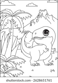 Dinosaur Coloring Page For Kids Vector