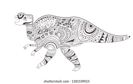 Dinosaurio. Página colorear. Vector. Caricatura. Arte aislado de fondo blanco. 