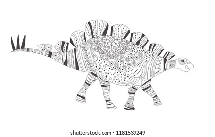 Dinosaur. Coloring page. Vector. Cartoon. Isolated art on white background. 