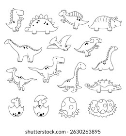 Dinosaur Coloring Page Vector Set for Kids