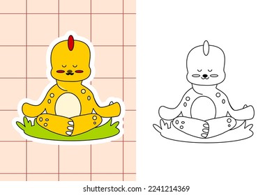 dinosaur colouring page and sticker for toddler