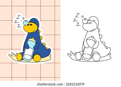 dinosaur colouring page and sticker for toddler