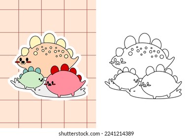 dinosaur colouring page and sticker for toddler