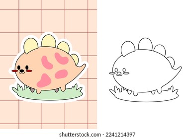 dinosaur colouring page and sticker for toddler