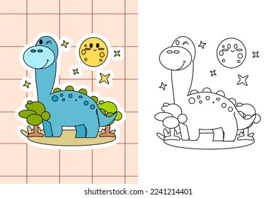 dinosaur colouring page and sticker for toddler